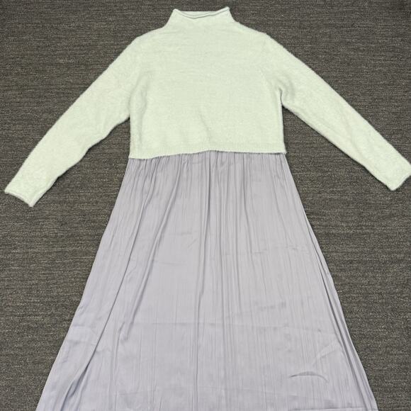 Anthropologie Thea Twofer Sweater Dress Women XL Maxi Mint Lilac Eyelash Boho - Picture 7 of 13